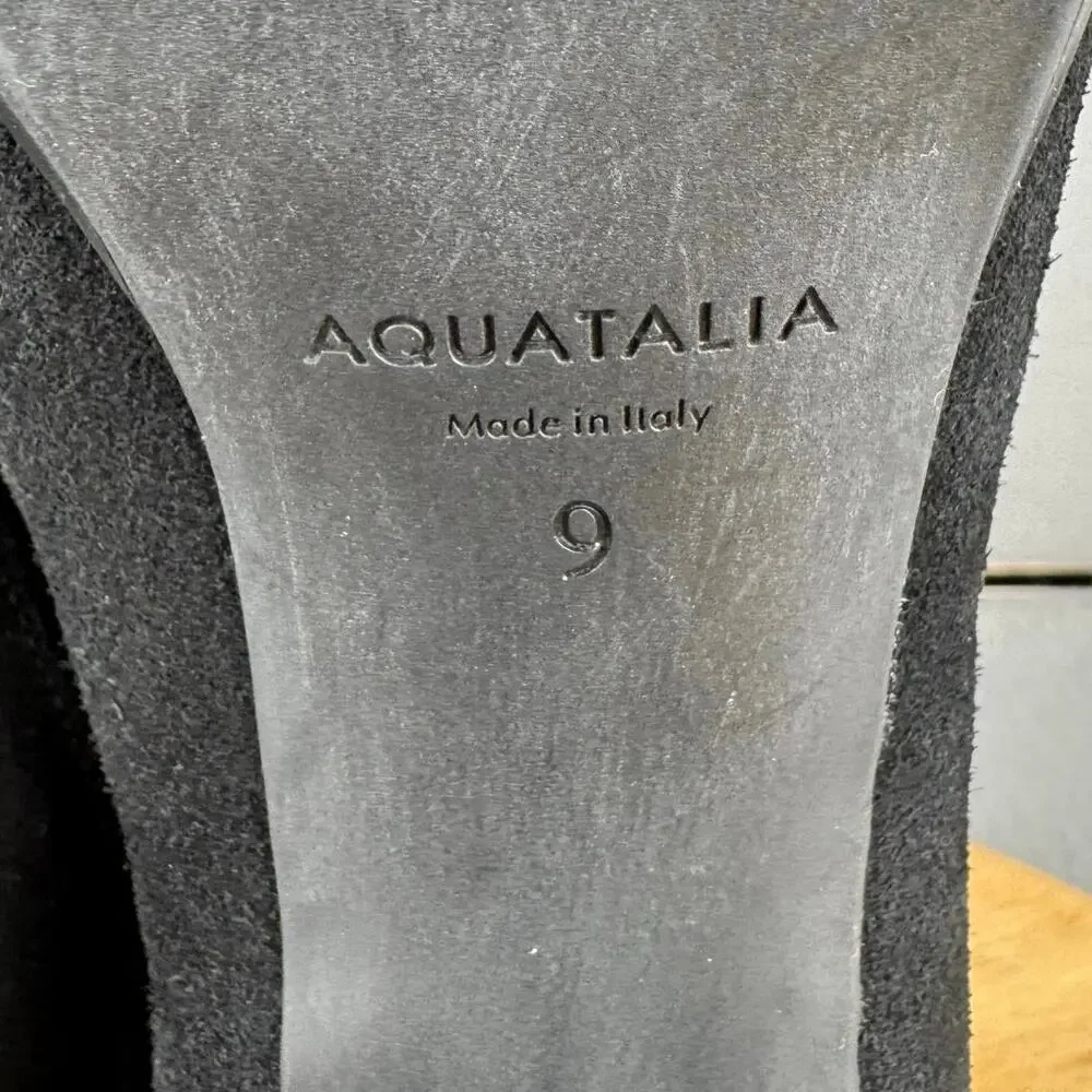 Aquatalia Regan Black Suede Platform Bootie Almond Toe‎ Zip Up Women’s Size 9 US